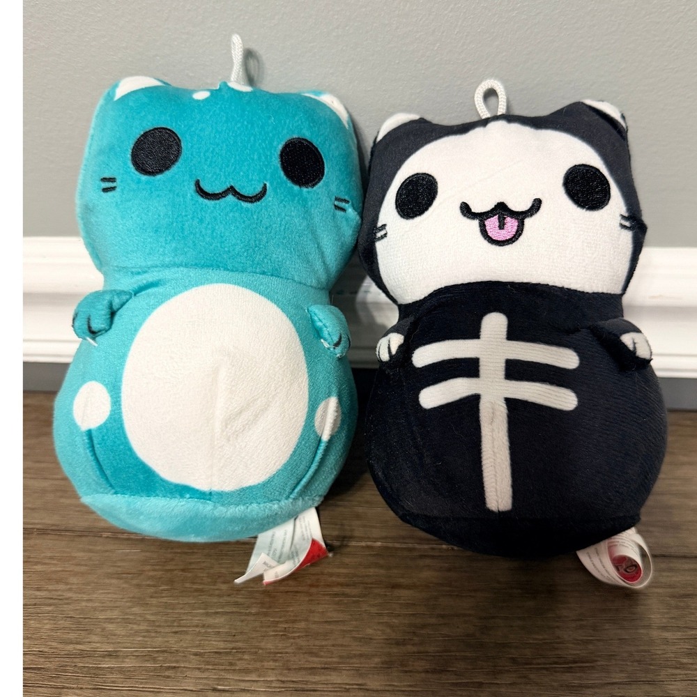 KleptoCats Plush Lot 2 Teal & Skeleton Black Cat Stuffed Animal Toy‎